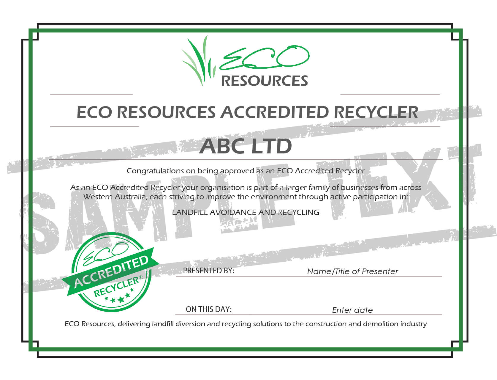 Eco Accreditation Program Certificate